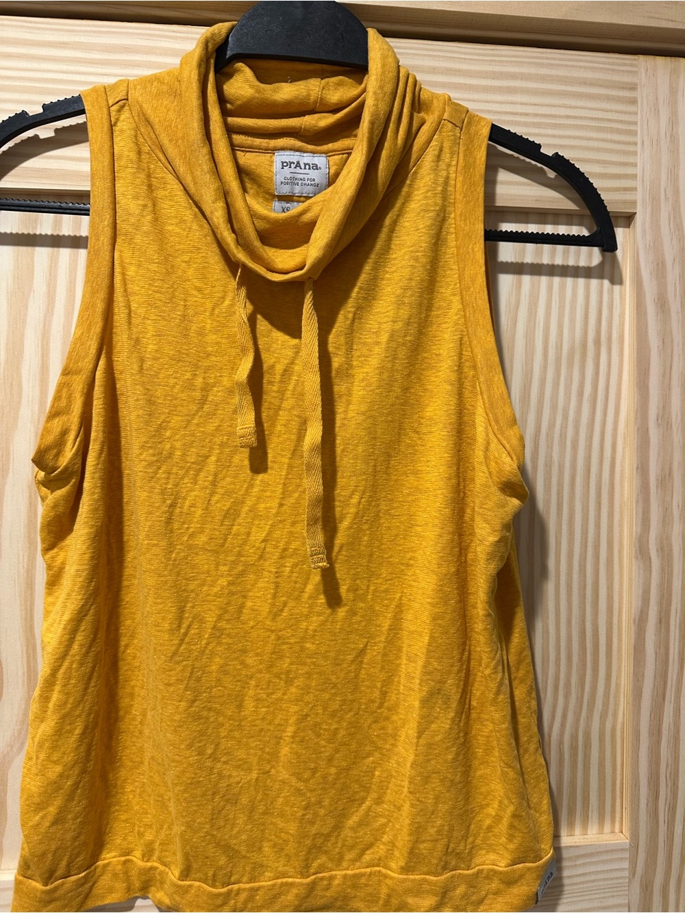 Prana Yellow Sleeveless Cowl Neck Tank